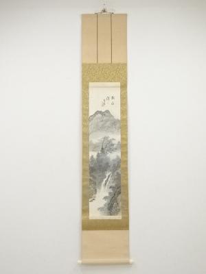 契仙筆　松嶺清々図　肉筆絹本掛軸（共箱）